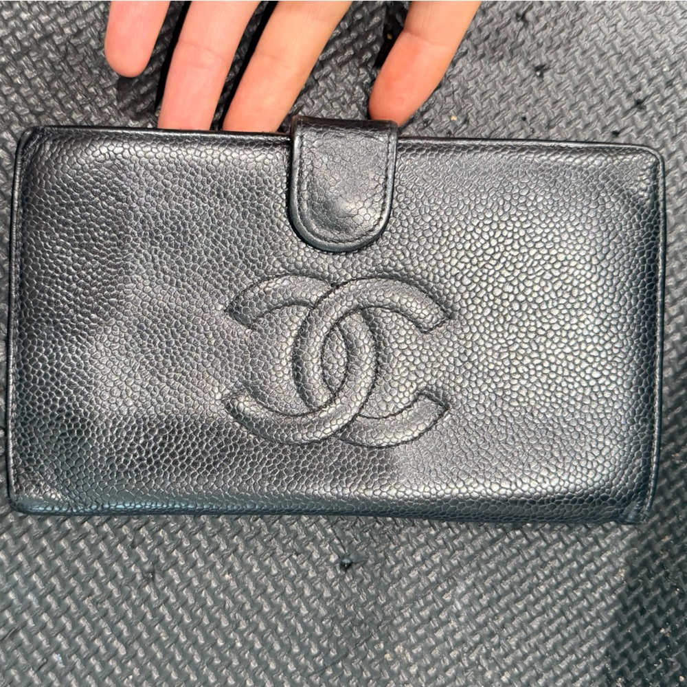 Black  Chanel Leather Wallet with CC  Logo